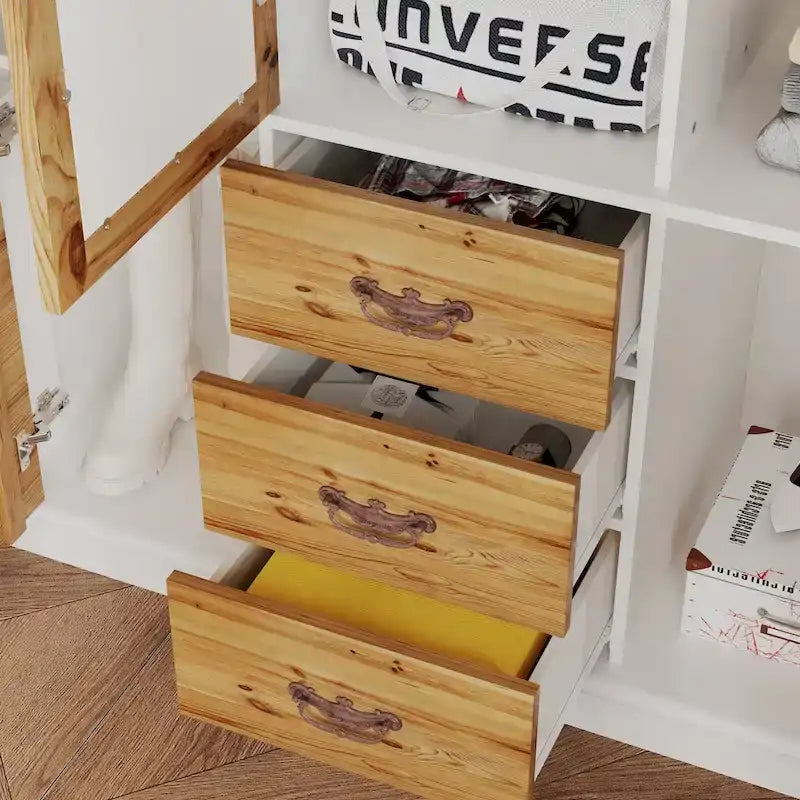 Classic Elegance Armoire Expandable Rustic Wardrobe with Glass Door