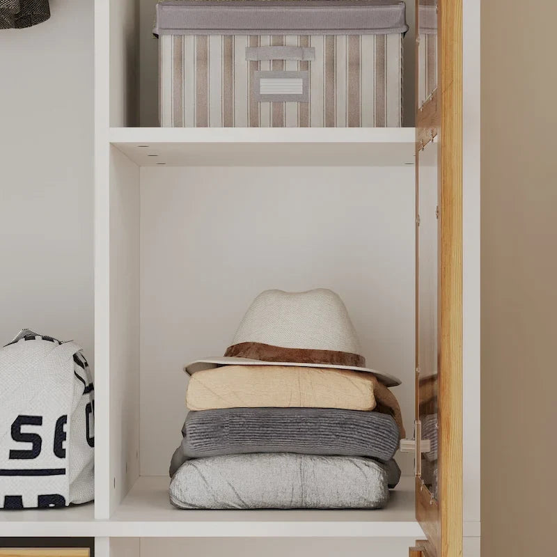 Classic Elegance Armoire Expandable Rustic Wardrobe with Glass Door