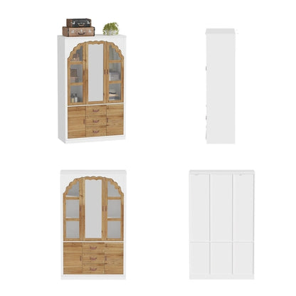 Classic Elegance Armoire Expandable Rustic Wardrobe with Glass Door