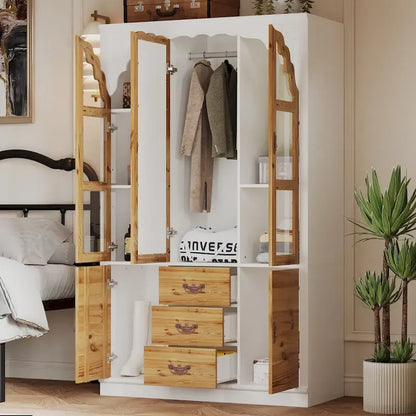 Classic Elegance Armoire Expandable Rustic Wardrobe with Glass Door