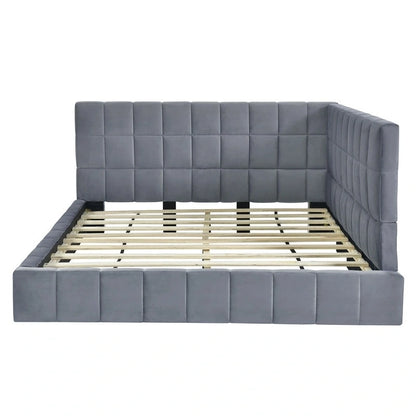 Full Size Upholstered Daybed/Sofa Bed with L-shaped Headboard