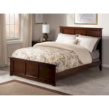 Madison Queen Foundation Bed Frame with Matching Footboard in Walnut