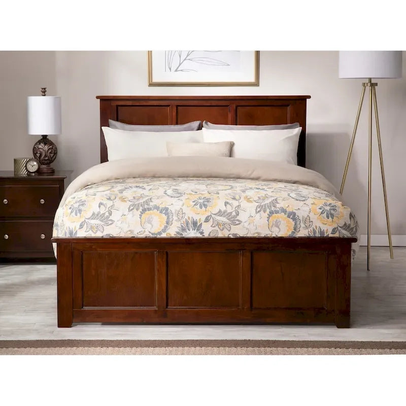 Madison Queen Foundation Bed Frame with Matching Footboard in Walnut