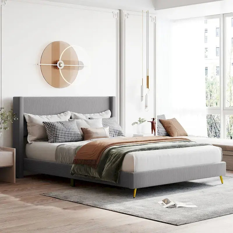 Queen Size Platform Bed with Metal Legs