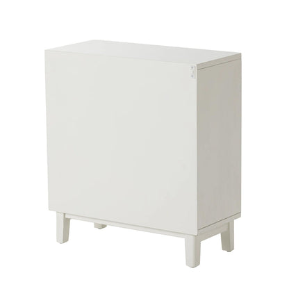 COZAYH Farmhouse 3-Drawer Nightstand, Rattan Cane Front Accent Dresser for Living Room, Bedroom