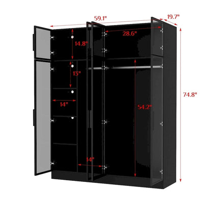 Modern Aluminum Framed Wardrobe: Spacious Design with LED Armoires