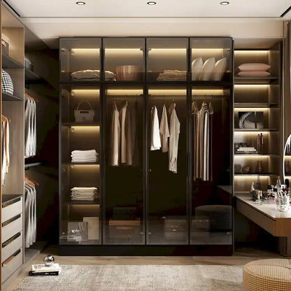 Modern Aluminum Framed Wardrobe: Spacious Design with LED Armoires
