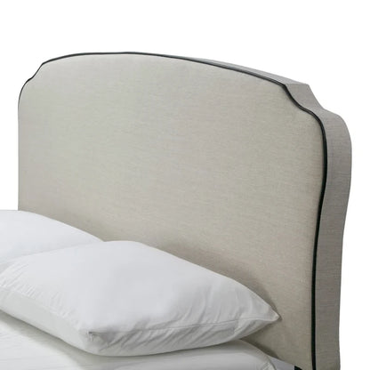 Aric Beige Fabric Queen Bed with Contrasting Piping Accent