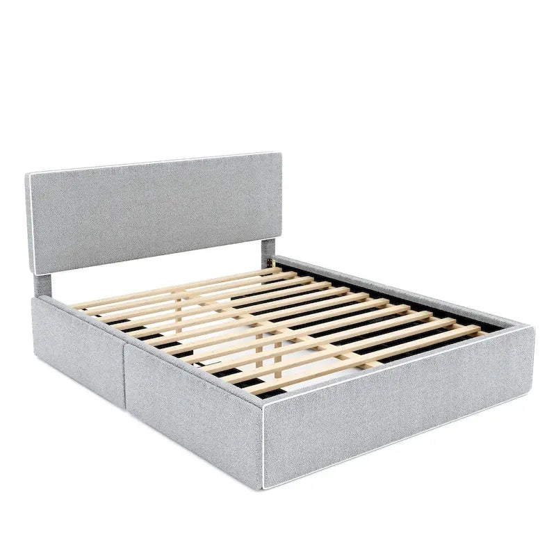 Queen Size Upholstered Platform Bed with 4 Drawers