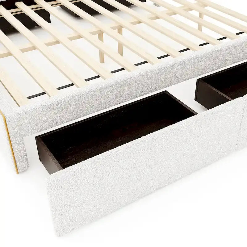 Queen Size Upholstered Platform Bed with 4 Drawers