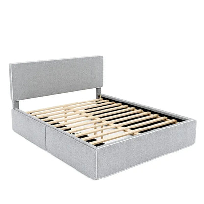 Queen Size Upholstered Platform Bed with 4 Drawers