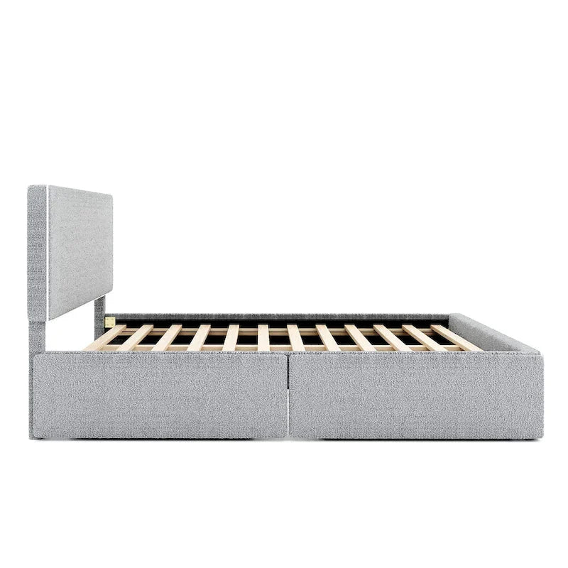 Queen Size Upholstered Platform Bed with 4 Drawers