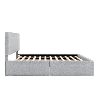 Queen Size Upholstered Platform Bed with 4 Drawers
