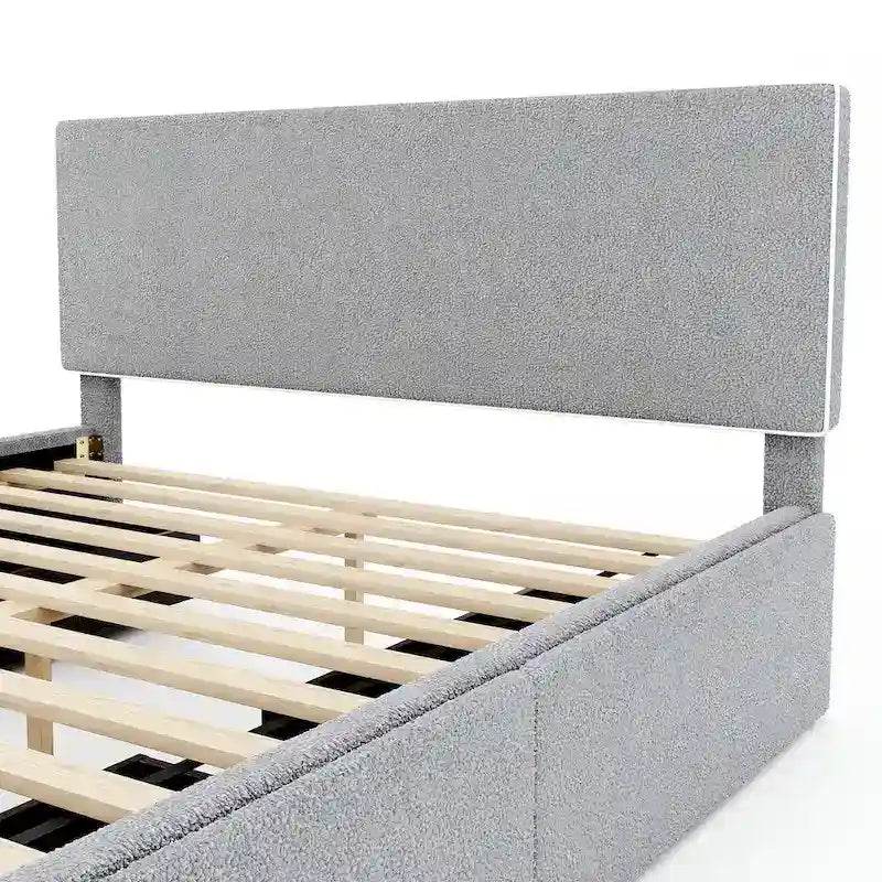 Queen Size Upholstered Platform Bed with 4 Drawers