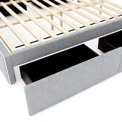 Queen Size Upholstered Platform Bed with 4 Drawers