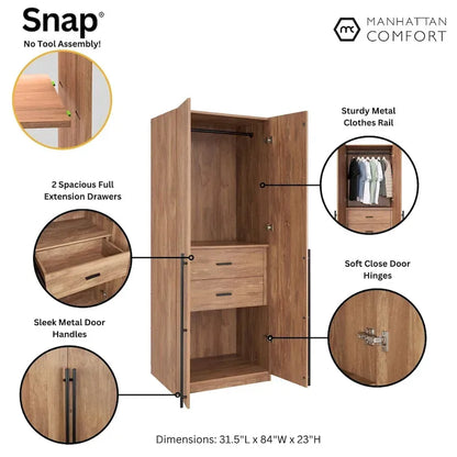 Manhattan Comfort Lee Modern 2.0 Freestanding Wardrobe Closet Armoire