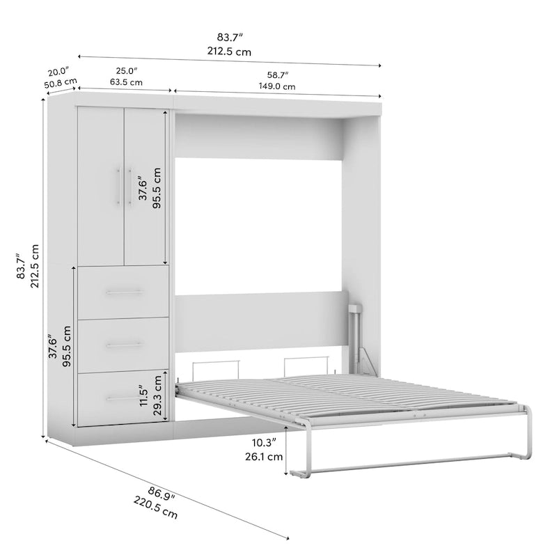 Nebula Full Murphy Bed with Wardrobe (84W) by Bestar