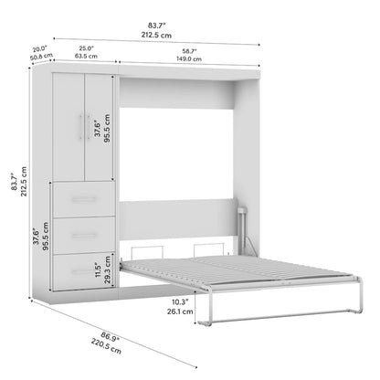 Nebula Full Murphy Bed with Wardrobe (84W) by Bestar