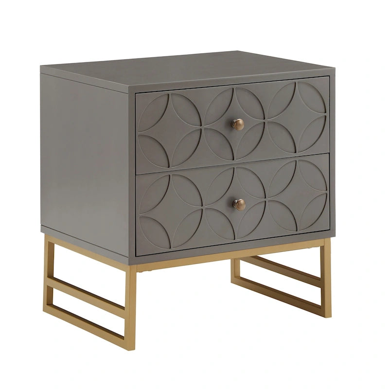 Luna Arched Diamond 2- Drawer Gold Metal End Table by iNSPIRE Q Bold