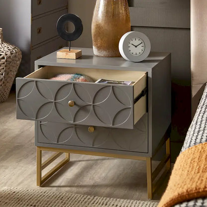 Luna Arched Diamond 2- Drawer Gold Metal End Table by iNSPIRE Q Bold