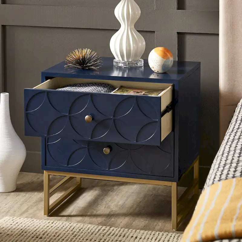 Luna Arched Diamond 2- Drawer Gold Metal End Table by iNSPIRE Q Bold