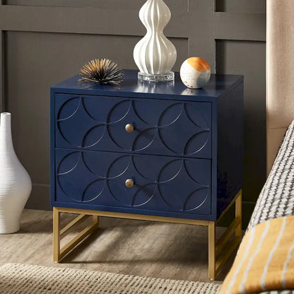 Luna Arched Diamond 2- Drawer Gold Metal End Table by iNSPIRE Q Bold