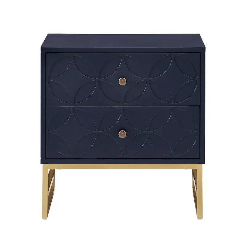 Luna Arched Diamond 2- Drawer Gold Metal End Table by iNSPIRE Q Bold