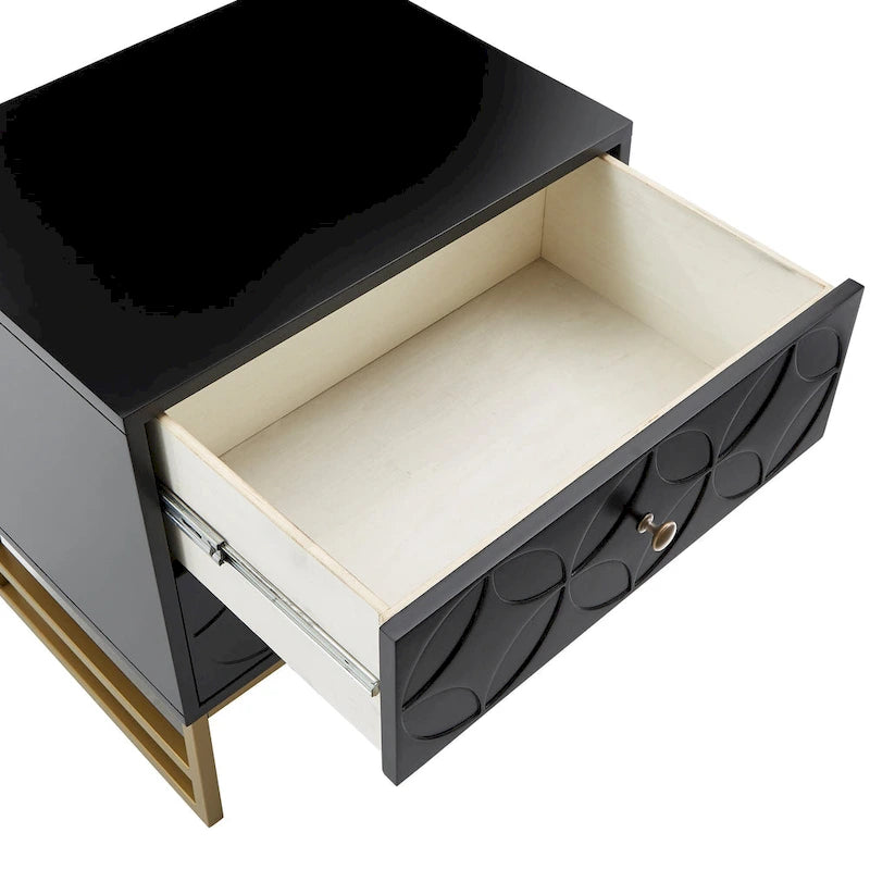 Luna Arched Diamond 2- Drawer Gold Metal End Table by iNSPIRE Q Bold