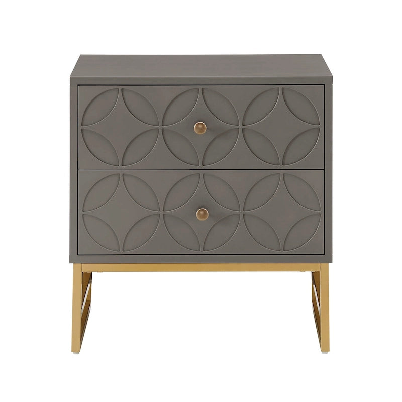 Luna Arched Diamond 2- Drawer Gold Metal End Table by iNSPIRE Q Bold