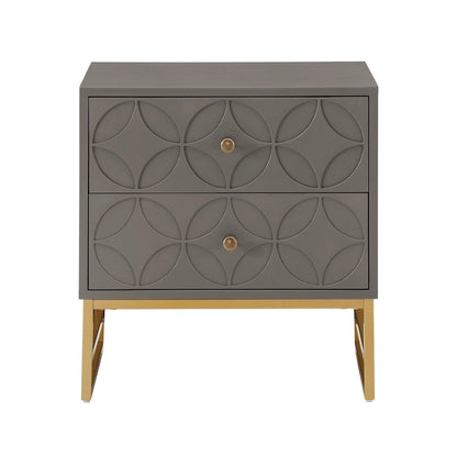 Luna Arched Diamond 2- Drawer Gold Metal End Table by iNSPIRE Q Bold