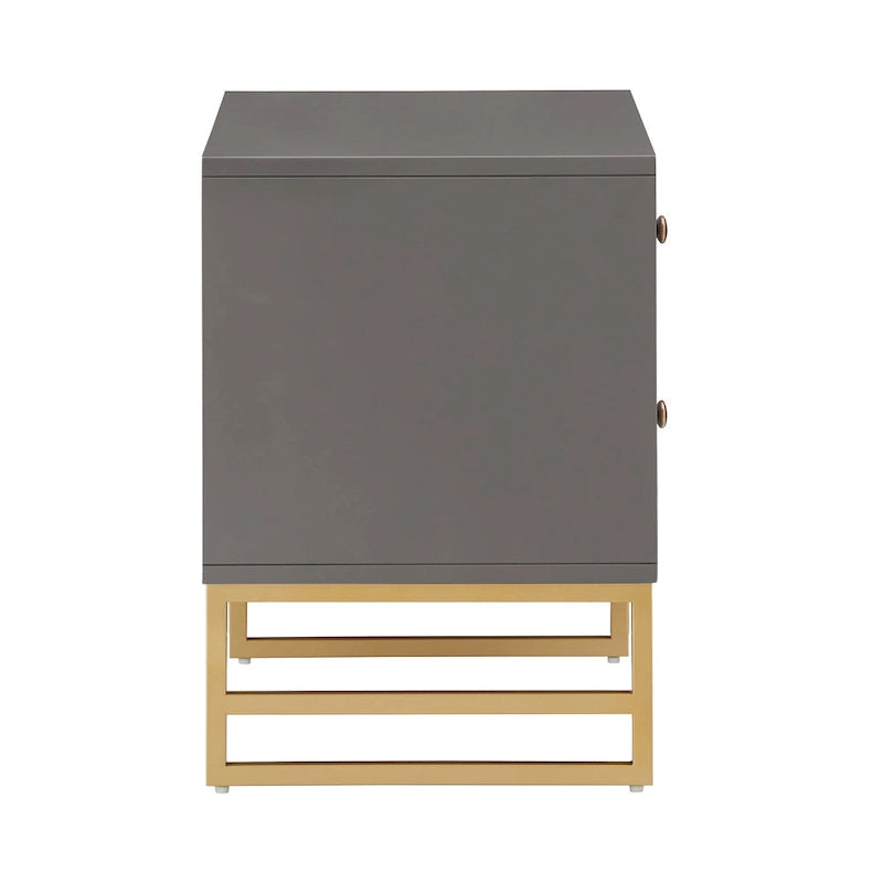 Luna Arched Diamond 2- Drawer Gold Metal End Table by iNSPIRE Q Bold
