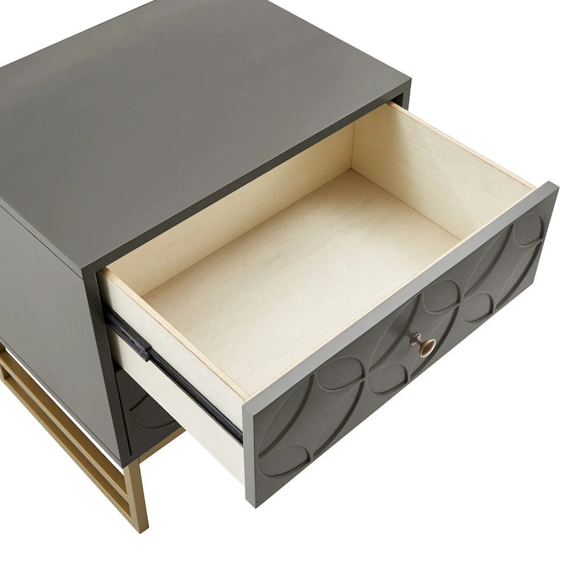 Luna Arched Diamond 2- Drawer Gold Metal End Table by iNSPIRE Q Bold