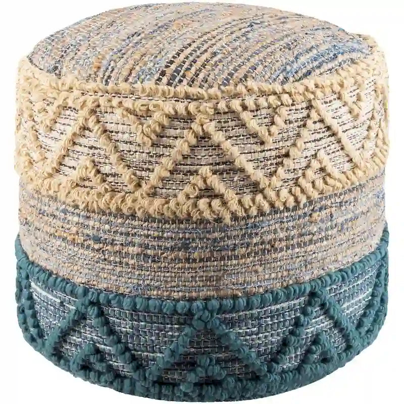 Jacotte Bohemian Jute 18-inch Cylinder Pouf