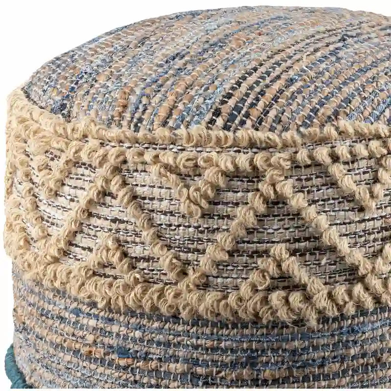 Jacotte Bohemian Jute 18-inch Cylinder Pouf