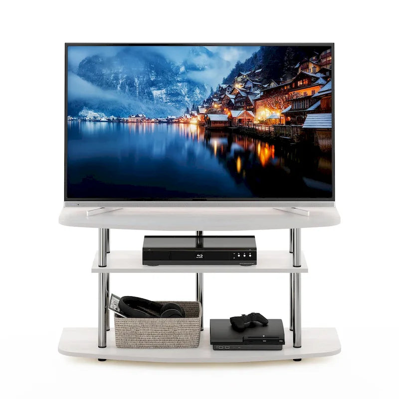 Furinno Frans Turn-N-Tube 3-Tier TV Stand for TV up to 46, Black Oak
