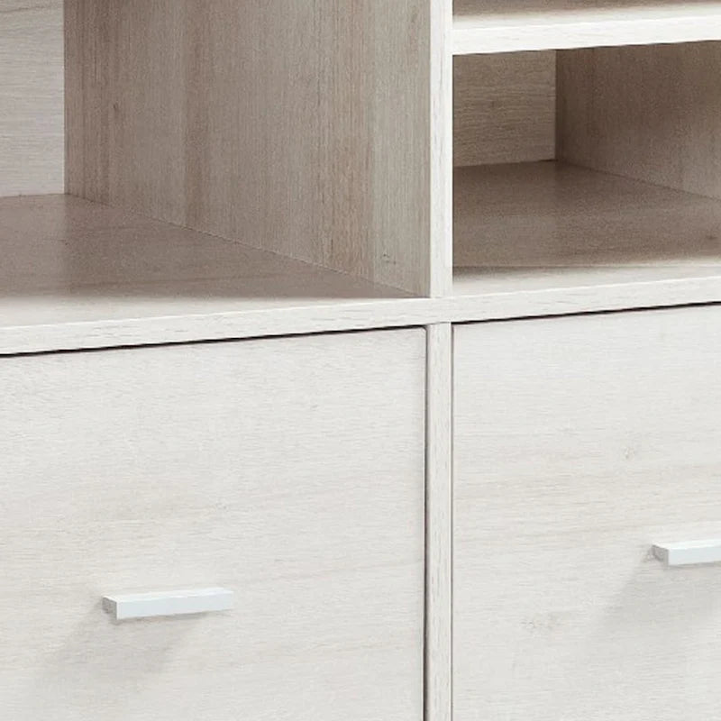 31 Inch File Cabinet Printer Stand Table with 2 Drawers, Oak White