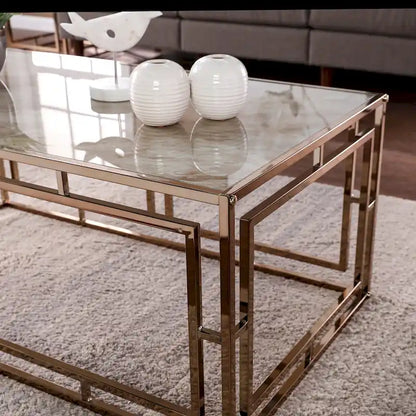 SEI Furniture Simons Rectangular Geometric Faux Marble Coffee Table