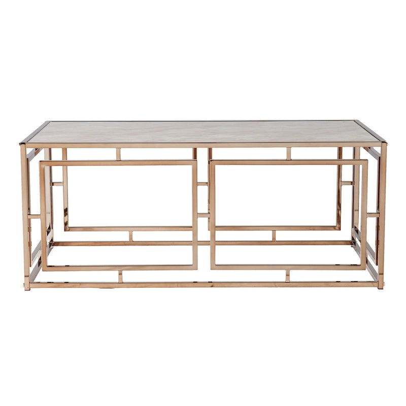 SEI Furniture Simons Rectangular Geometric Faux Marble Coffee Table