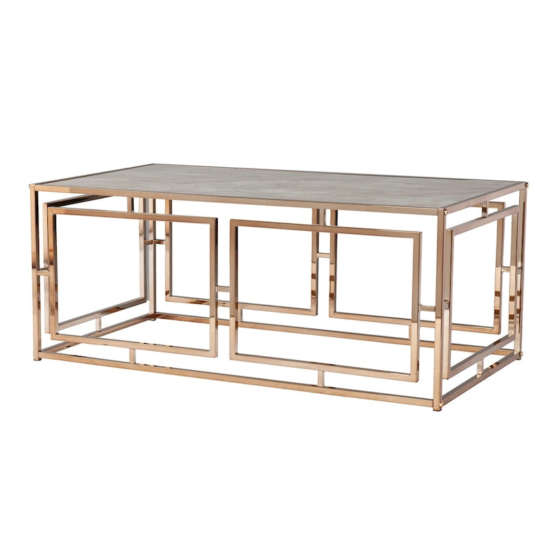 SEI Furniture Simons Rectangular Geometric Faux Marble Coffee Table