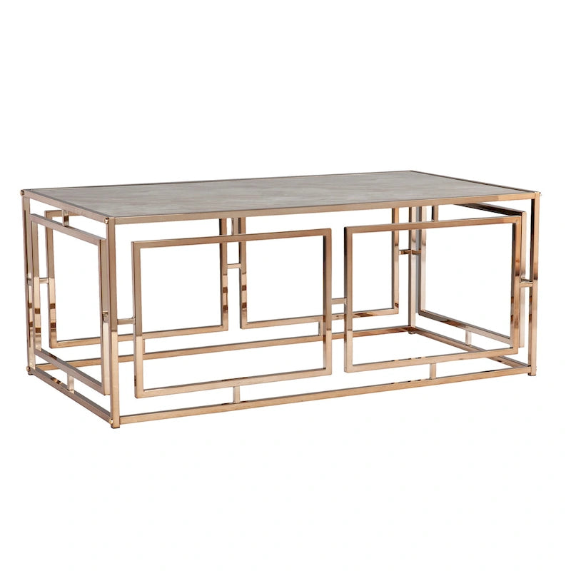 SEI Furniture Simons Rectangular Geometric Faux Marble Coffee Table