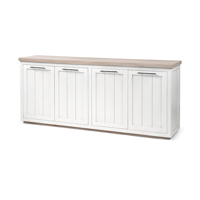 Fairview III Light Brown & White Solid Wood w/ 4 Cabinet Door Sideboard - 73W x 17D x 32H