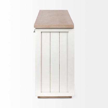 Fairview III Light Brown & White Solid Wood w/ 4 Cabinet Door Sideboard - 73W x 17D x 32H