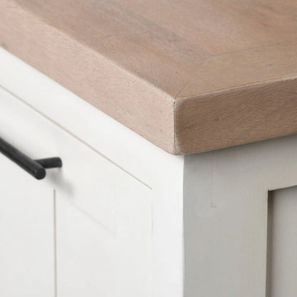 Fairview III Light Brown & White Solid Wood w/ 4 Cabinet Door Sideboard - 73W x 17D x 32H