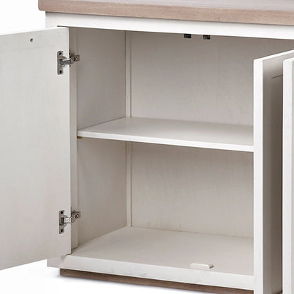 Fairview III Light Brown & White Solid Wood w/ 4 Cabinet Door Sideboard - 73W x 17D x 32H