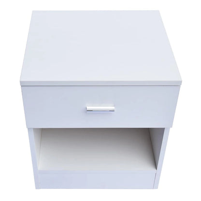 1-Drawer Metal Handle Bedside Cabinet Night Table White