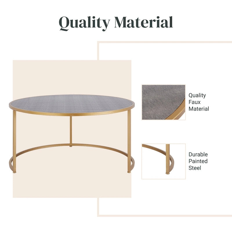 Anza Faux Shagreen Nesting Coffee Table Set of 2