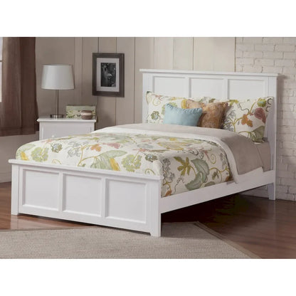 Madison Queen Foundation Bed Frame with Matching Footboard in White