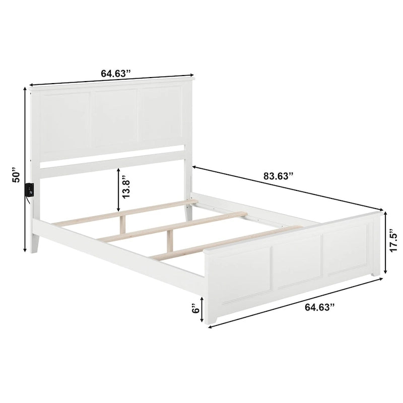 Madison Queen Foundation Bed Frame with Matching Footboard in White