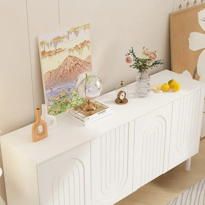 Storage Sideboard Cabinet with 4 Doors Buffet Sideboard End Table - 63.2W