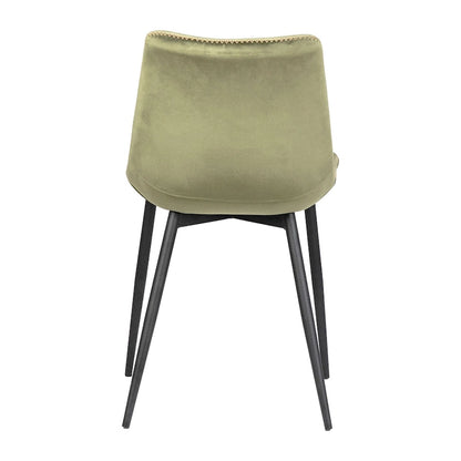 Hazel Velvet Upholstered Dining Side Chair Black Peg Legs, Olive Green